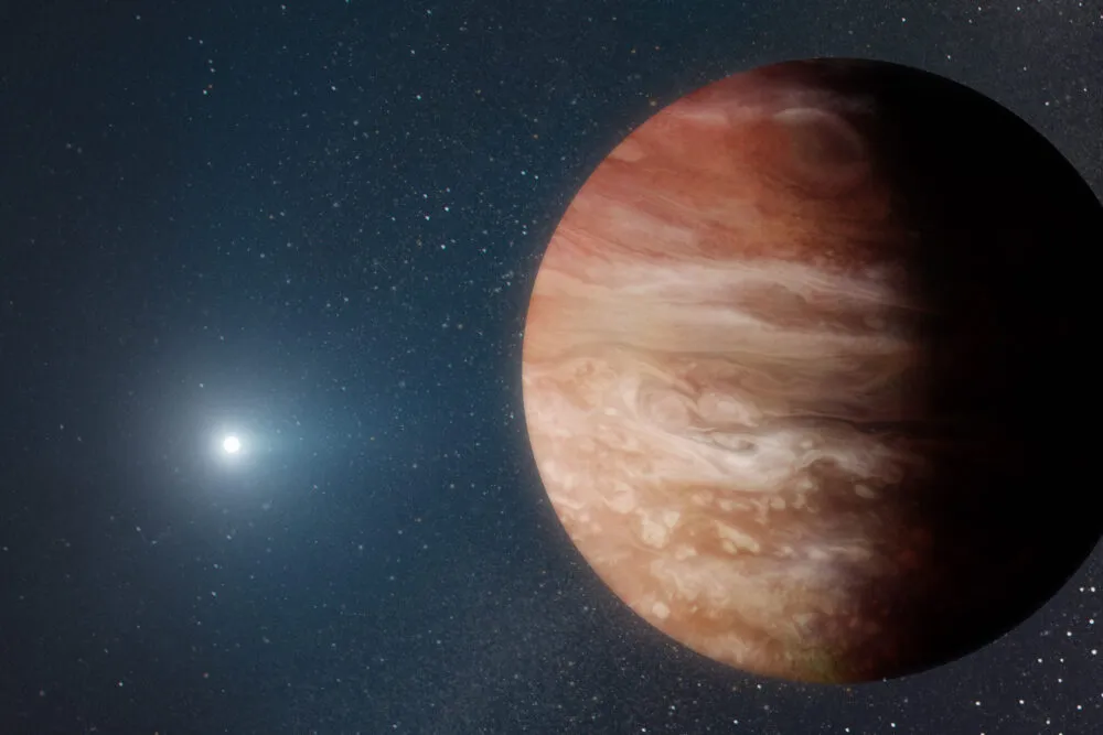 An artist's impression of a Jupiter-like exoplanet orbiting a white dwarf. Credit: W. M. Keck Observatory/Adam Makarenko