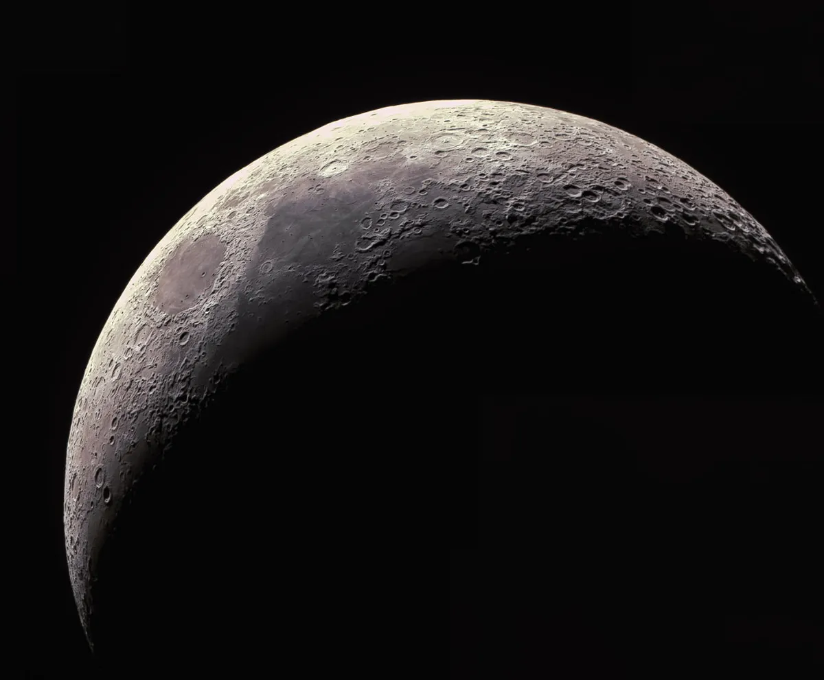 Waxing crescent Moon Stacey Downton, Longbridge, Birmingham, 5 May 2022 Equipment: Altair Astro GPCAM 290C camera, Altair Astro 8-inch f/5 Newtonian, Sky-Watcher EQ6-R mount