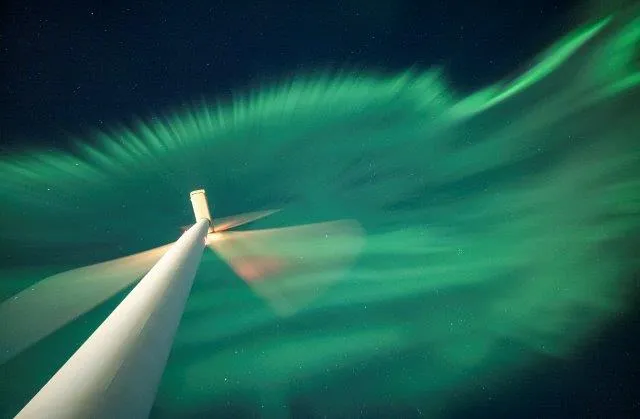 Solar Wind Power by Esa Pekka Isomursu, North Ostrobothnia, Finland. Category: Aurorae. Equipment: Canon R5 camera, at 14 mm f/2.8, 2-second exposure. 