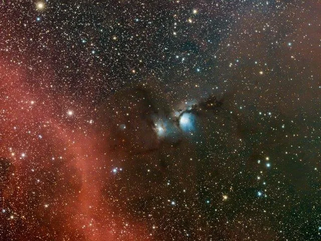 Messier 78 by David Loose, Blanco, Texas, USA. Category: The Sir Patrick Moore Prize for Best Newcomer. Equipment: ZWO ASI071MC Pro camera, 382 mm f/5.9, 90 x 300-second exposures. Using a William Optics Gran Turismo 81 IV telescope fitted with a Optolong L-Pro lens.