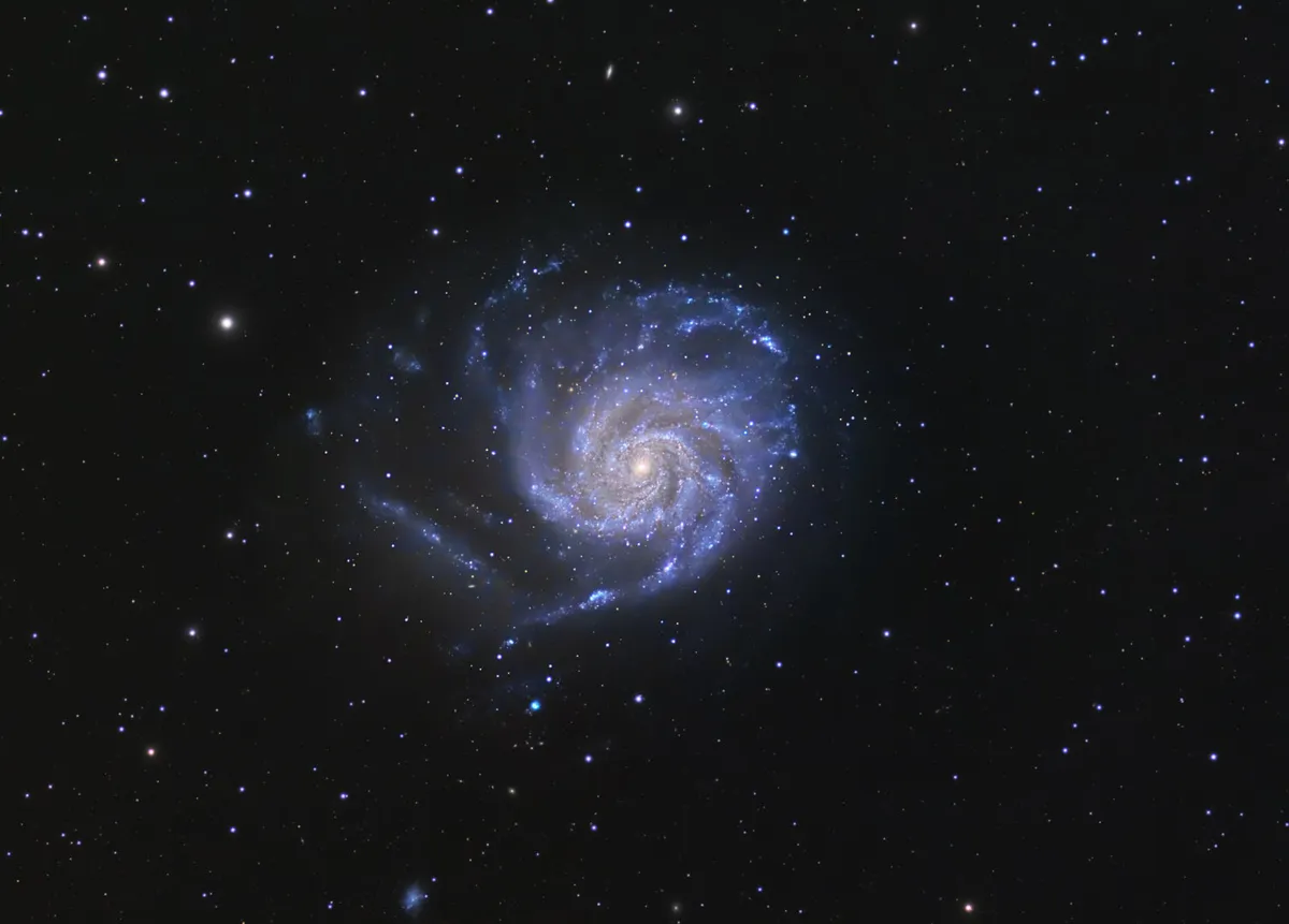 The Pinwheel Galaxy, by Gary Opitz, Rochester, NY, USA, 02, 03, 04, 08 June 2022. Equipment: TEC 140 APO refractor at f/7, ZWO ASI2600MM-Pro mono camera