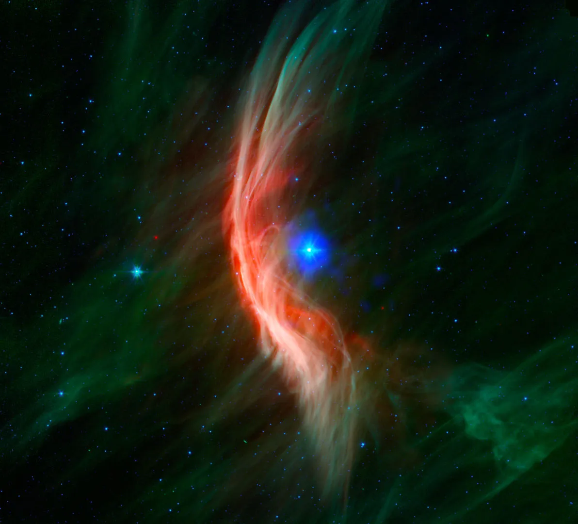 Zeta Ophiuchi, Chandra X-ray Observatory, 25 July 2022. Credit: X-ray; NASA/CXC/Dublin Inst. Advanced Studied/S. Green et al.; Infrared; NASA/JPL/Spitzer