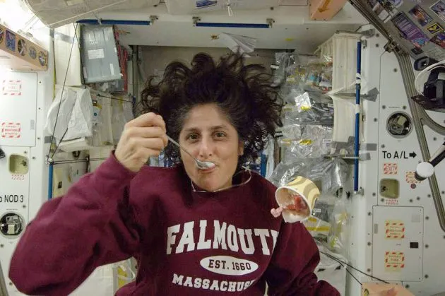 NASA astronaut Sunita Williams enjoys a tub of frozen ice cream on the International Space Station. We've learned how to live and work in Earth orbit, but what about a three-year trip to Mars?