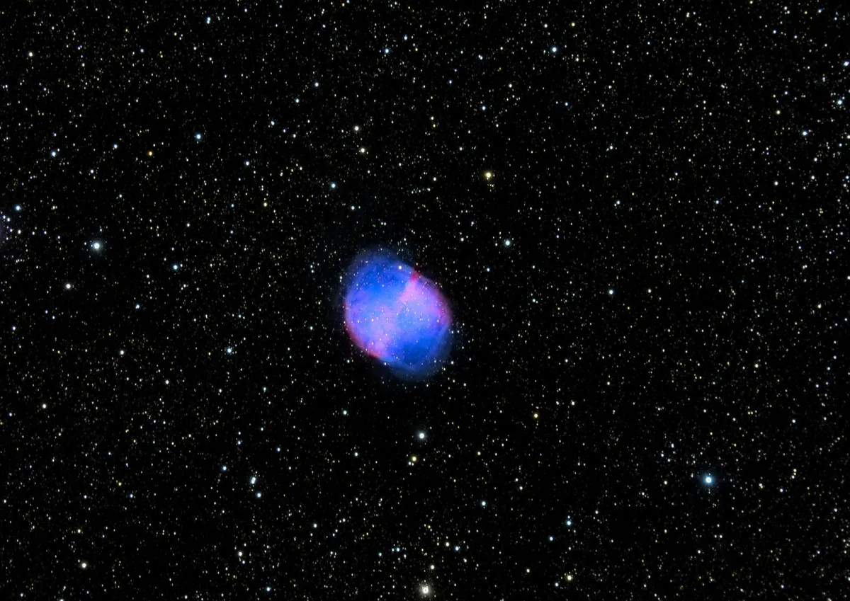The Dumbbell Nebula Alfonso Merino Lerma, Madrid, Spain, 5th July 2022 Equipment: Canon EOS 700D camera, Celestron HD8” telescope, SkyWatcher NEQ6 pro mount