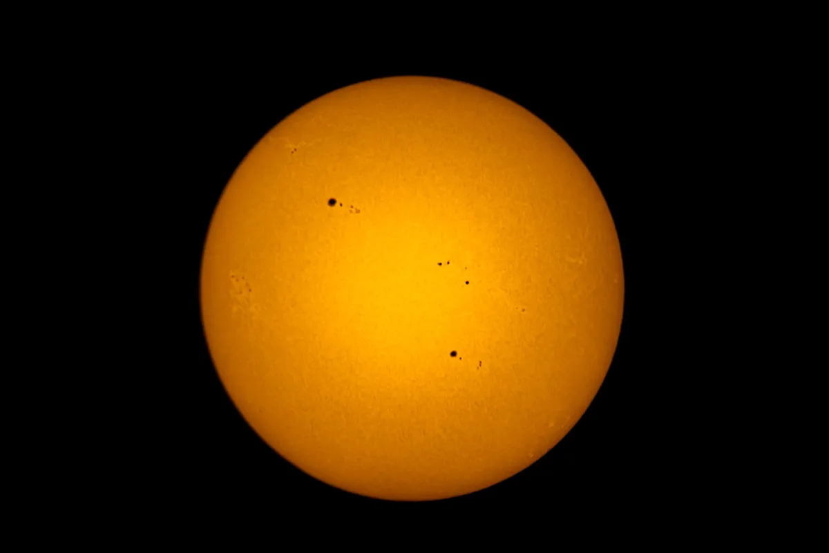 Sunspots Kimberley Noton, Woking, Surrey, 19th July 2022 Equipment: Canon EOS R camera, Celestron 8SE telescope and mount