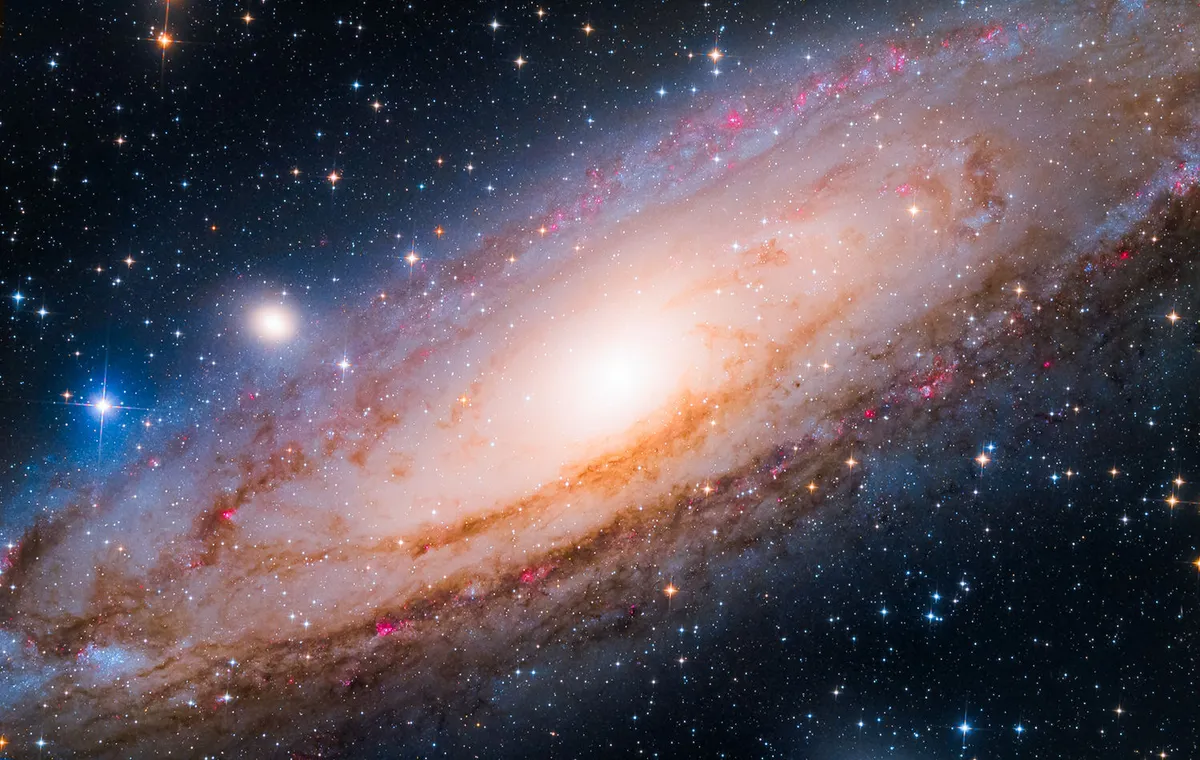 Andromeda Galaxy, The Neighbour © Yang Hanwen, Zhou Zezhen, Heishicheng, Kangding, Sichuan, China, 21 February 2021. Winner, Young Astronomy Photographer of the Year, APY 14. Equipment: SkyWatcher 150/750P telescope, iOptron CEM70 mount, Antlia LRGB, HYO H-alpha filter, ZWO ASI294MM Pro camera, 750 mm f/5, 17 hours total exposure 