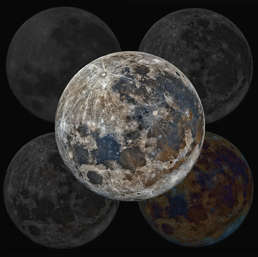 The Moon in colours Fernando Oliveira de Menezes, Munhoz, Brazil, July 13 2022 Equipment: ASI 6200mc camera, 150mm triplet refractor, CEM120 mount