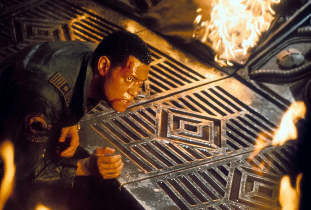 'Where we're going we don't need eyes to see'. Laurence Fishburne stares hell right in the eye in Event Horizon. Photo by Paramount/Getty Images