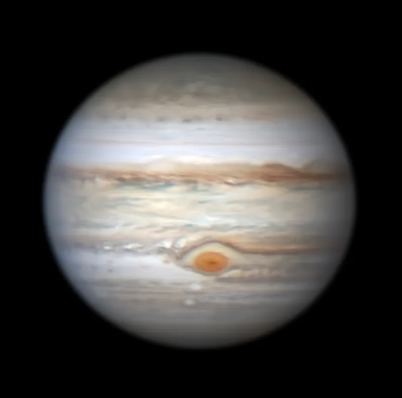 Jupiter imaged in August 2022, showing its famous Great Red Spot. Credit: Pete Lawrence