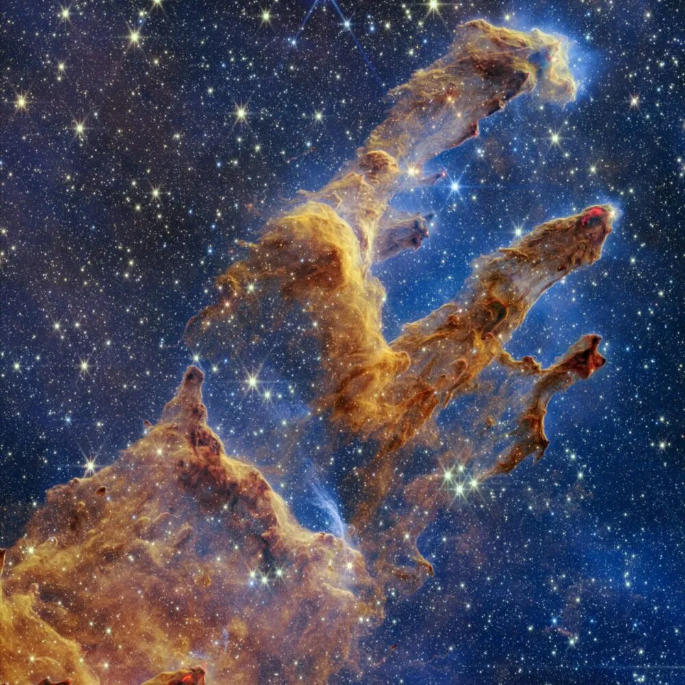 James Webb Space Telescope's image of the Pillars of Creation. Credit: NASA, ESA, CSA, STScI; J. DePasquale, A. Koekemoer, A. Pagan (STScI).