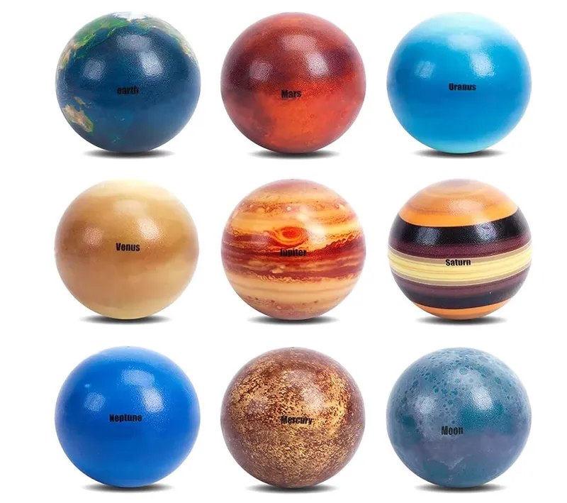 Nine planet stress balls