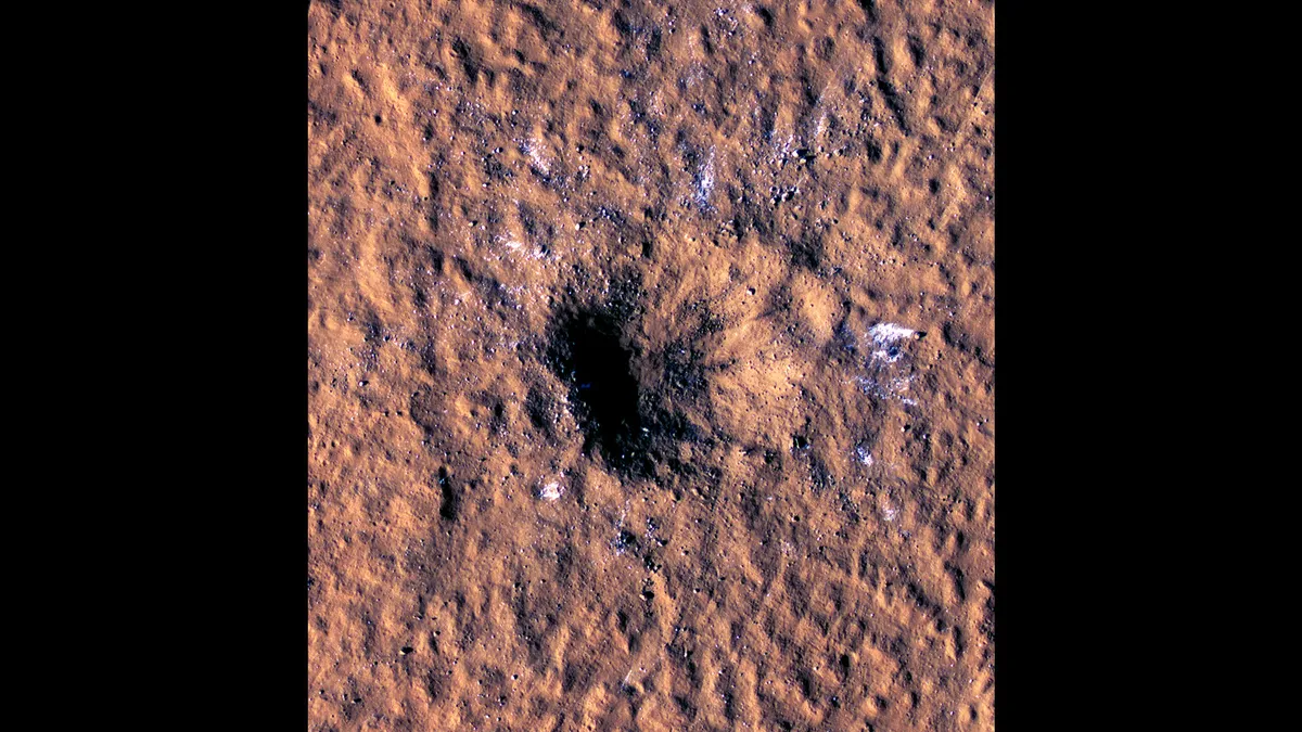 Meteor impact crater on Mars Mars Reconnaissance Orbiter, 27 October 2022 Credit: NASA/JPL-Caltech/University of Arizona