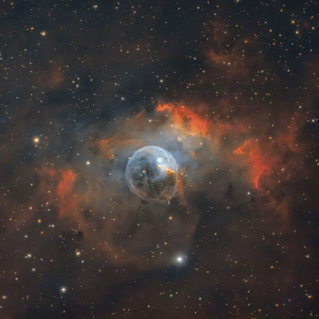 The Bubble Nebula (NGC 7635), Roland Gooday, Oxfordshire, UK, September 2022. Equipment: Altair 533C and 26C cameras, Celestron Edge HD8 telescope, EQ6R-PRO mount