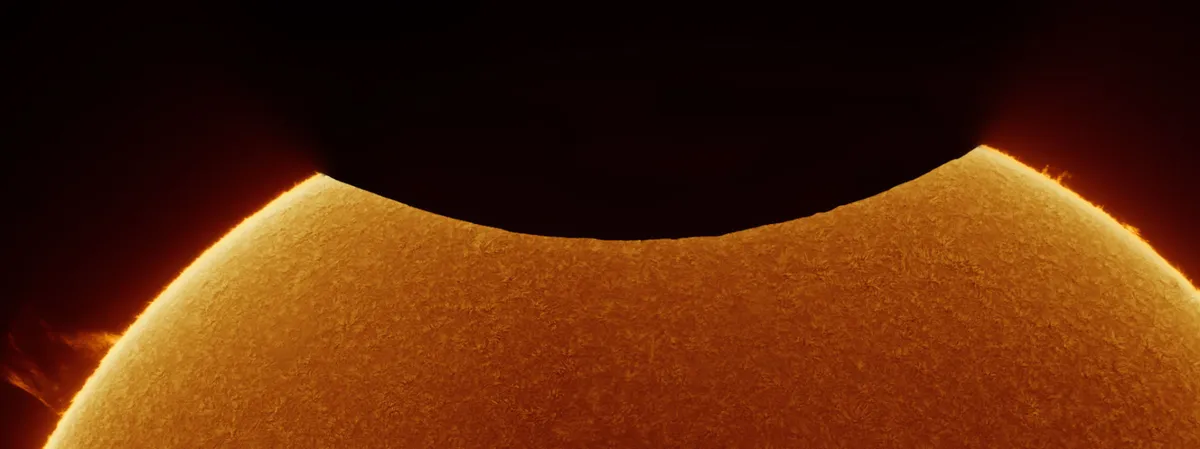 Solar eclipse 2022, Kevin Earp, Willington, Bedfordshire, October 25 2022. Equipment: ZWO ASI 174MM camera, Quark Chromosphere filter, Sky-Watcher Esprit 100 telescope, NEQ6 Pro mount