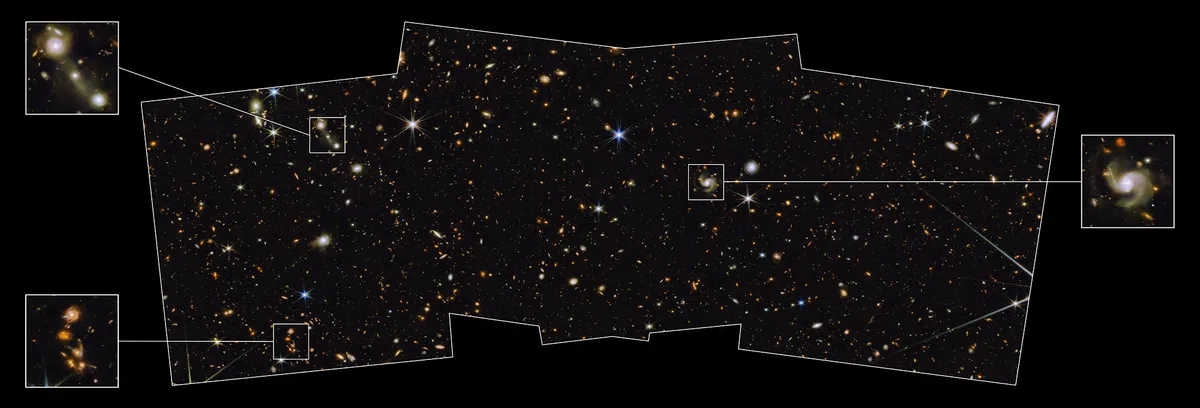 A medium-deep wide-field image showing thousands of galaxies, captured by the James Webb Space Telescope. Credit: Science: NASA, ESA, CSA, Rolf A. Jansen (ASU), Jake Summers (ASU), Rosalia O'Brien (ASU), Rogier Windhorst (ASU), Aaron Robotham (UWA), Anton M. Koekemoer (STScI), Christopher Willmer (University of Arizona), JWST PEARLS Team Image Processing: Rolf A. Jansen (ASU), Alyssa Pagan (STScI)