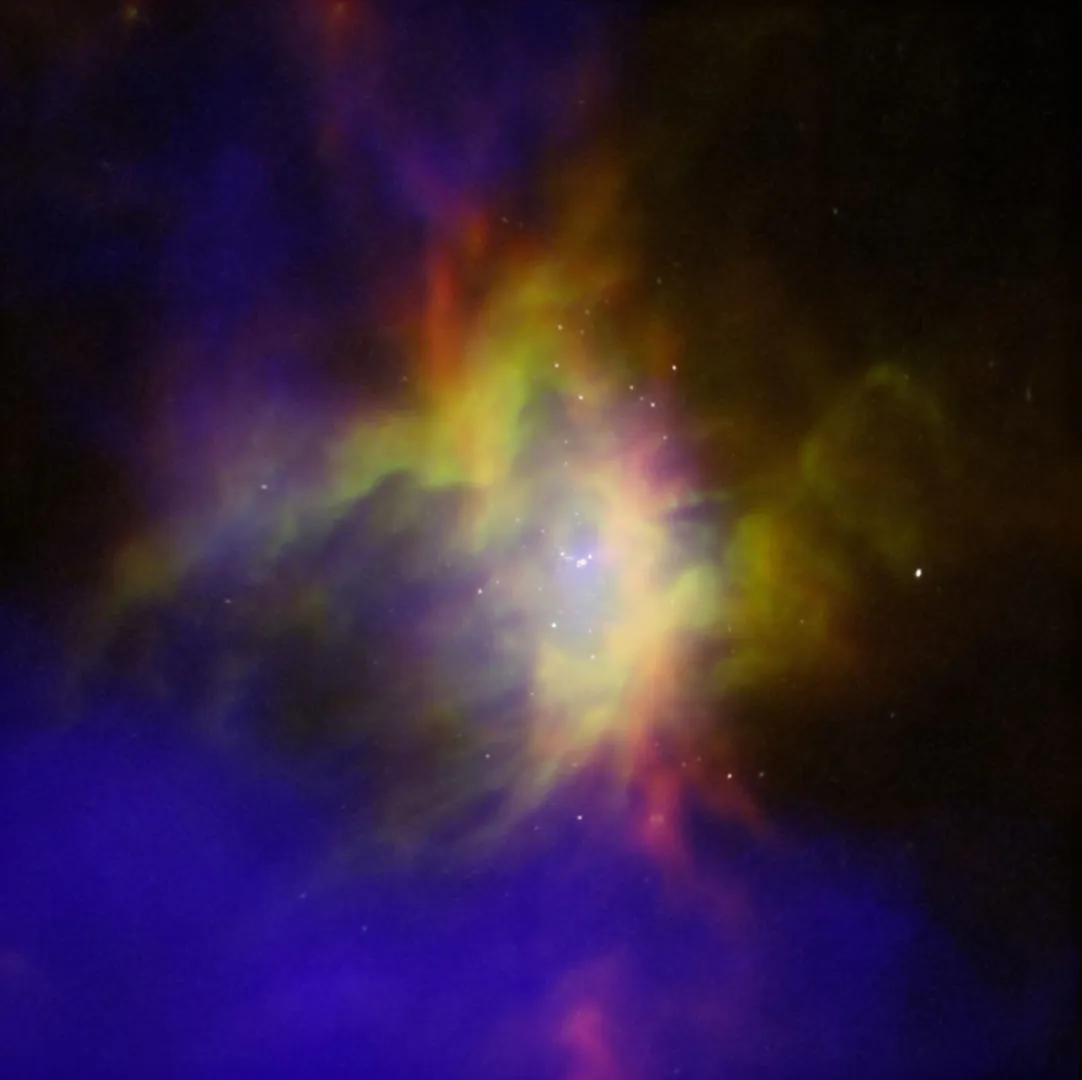 Credits: X-ray: NASA/CXC/Ames Research Center/L. Bonne et al.; Infrared: ESA/NASA.JPL-Caltech/Herschel Space Observatory/JPL/IPAC Emission nebula RCW 36 in Vela Chandra X-Ray Observatory, Stratospheric Observatory for Infrared Astronomy (SOFIA), Atacama Pathfinder Experiment telescope, and Herschel Space Observatory, 29 November 2022
