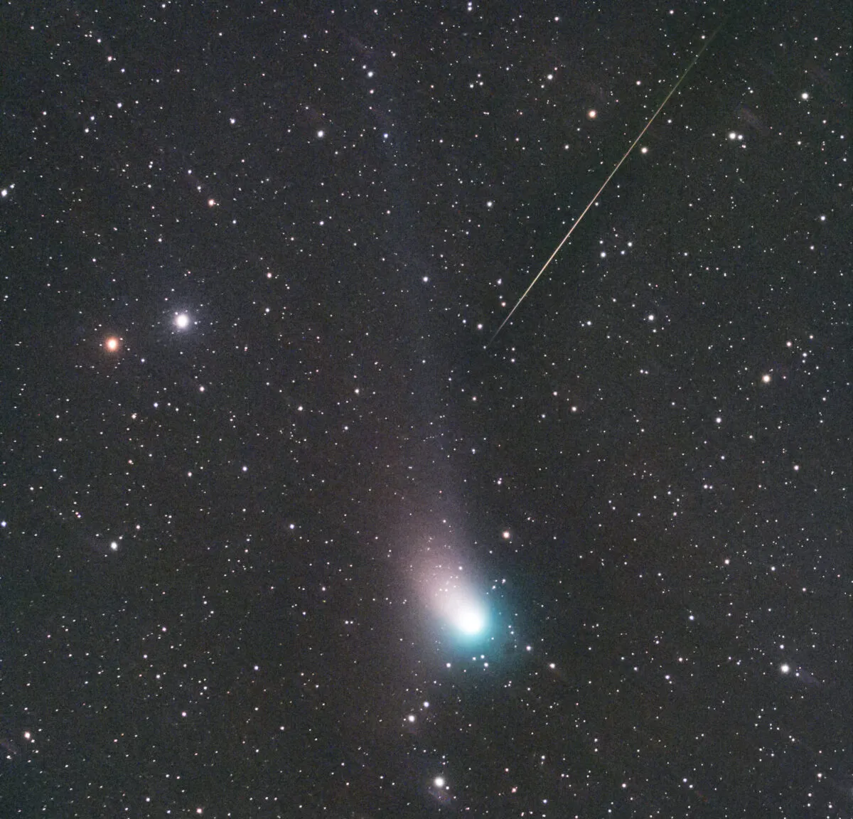 Darshna Ladva was capturing images of Comet E3 in the morning of 18 January 2023 when she caught a meteor in the same view. See more of her photos on Instagram at @nebuladva.