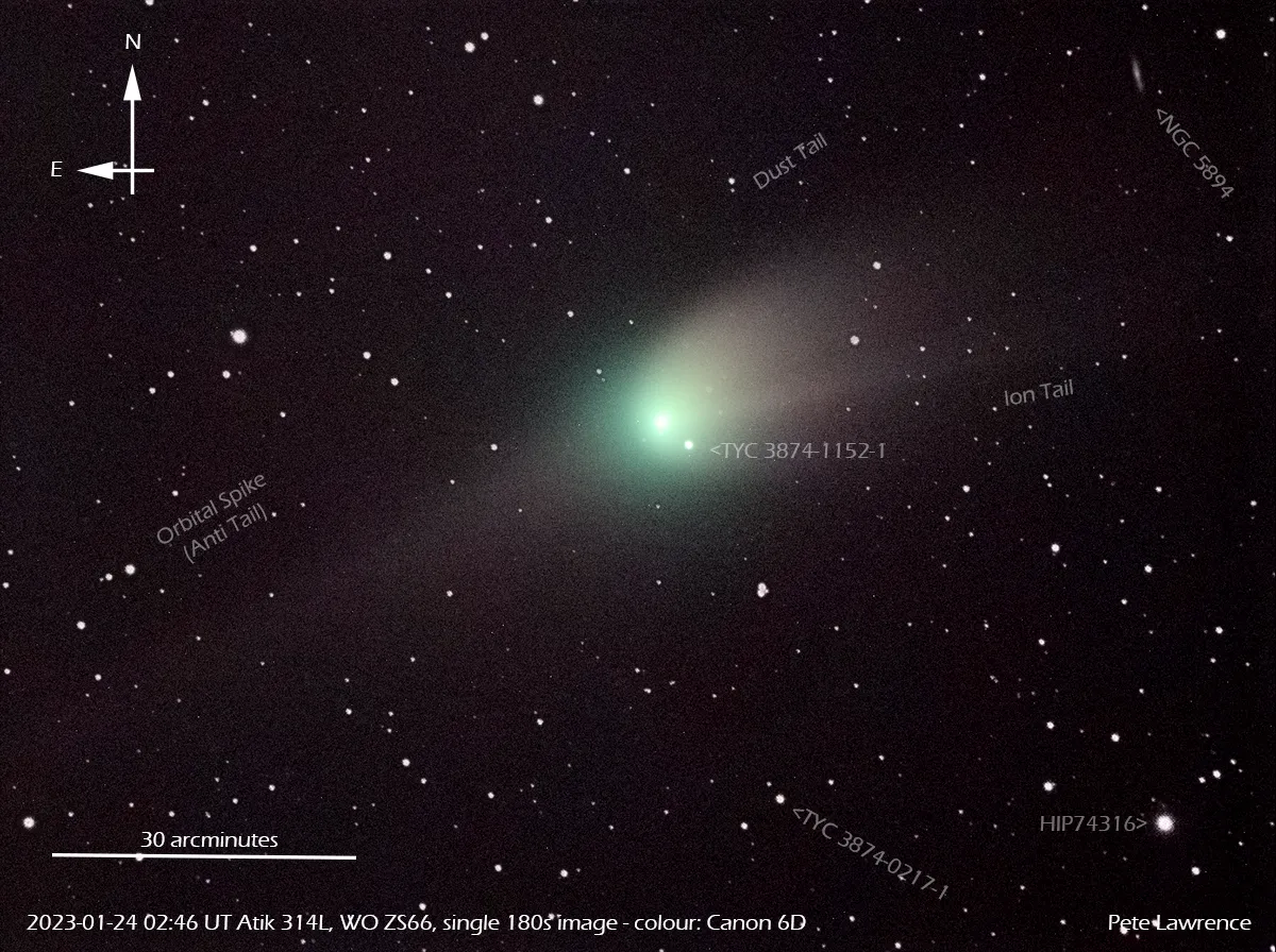 The Sky at Night's Pete Lawrence captured this image of Comet E3 on the morning of 24 January 2023.