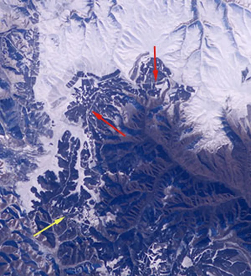 An image supposedly showing the Great Wall of China from space, captured by US astronaut Leroy Chiao from the International Space Station. Credit: NASA