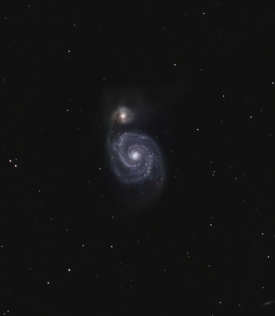 M51, the Whirlpool Galaxy Paul Humberstone, Llandudno, north Wales, 20-23 March 2022 Equipment: ZWO ASI 294MC Pro camera, Celestron Edge HD 8-inch aplanatic Schmidt reflector, Sky-Watcher EQ6 R Pro mount