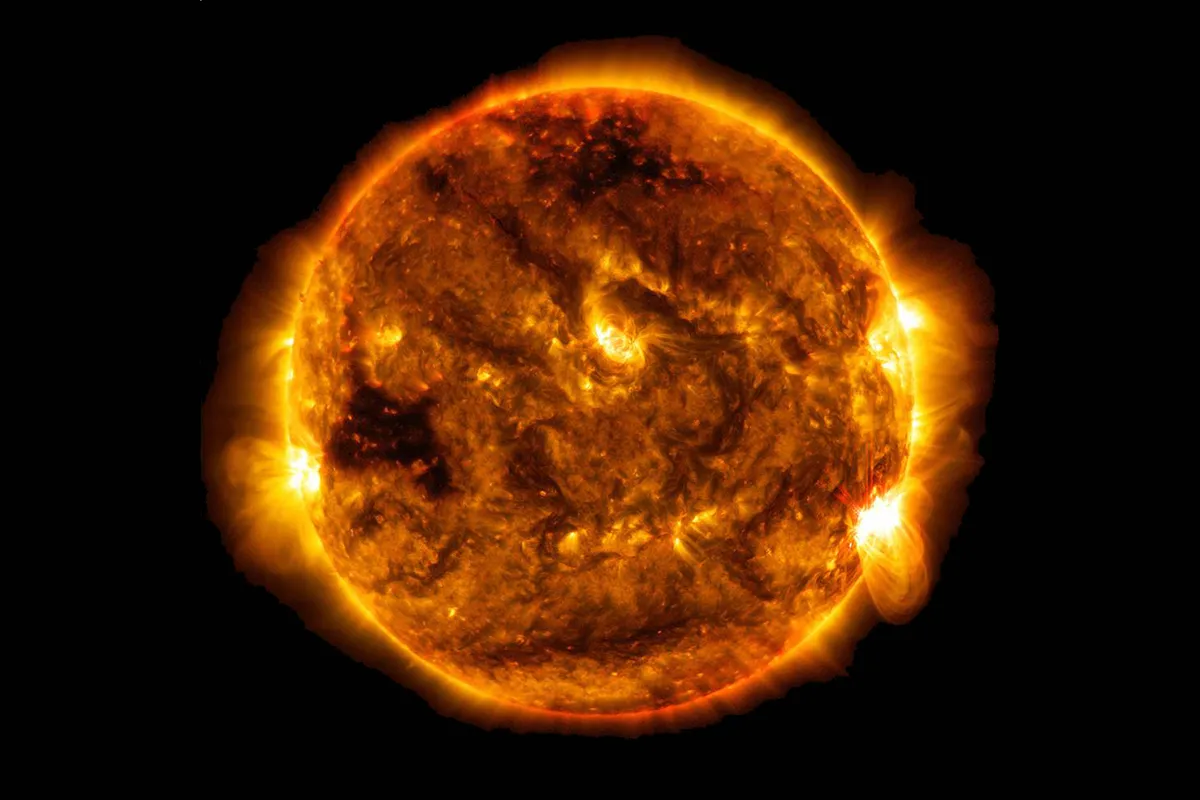 An image of the Sun captured by NASA's Solar Dynamics Observatory. How many Earths could fit in the Sun? Credit: NASA/SDO