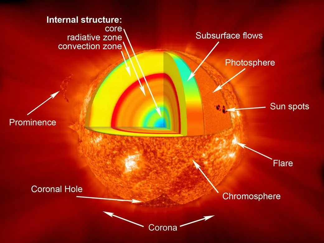 A NASA diagram showing the internal workings of the Sun. Credit:NASA/Goddard