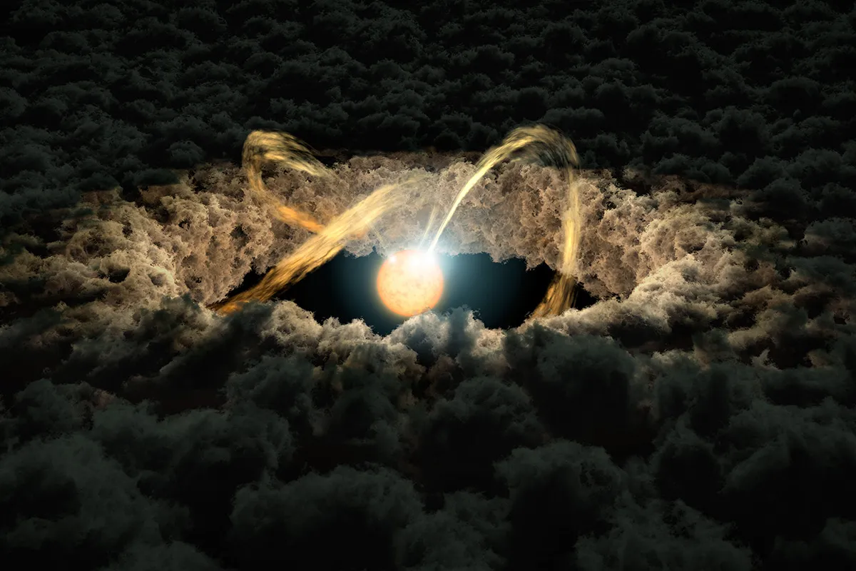 Illustration showing a star surrounded by a protoplanetary disc. Credit: NASA/JPL-Caltech