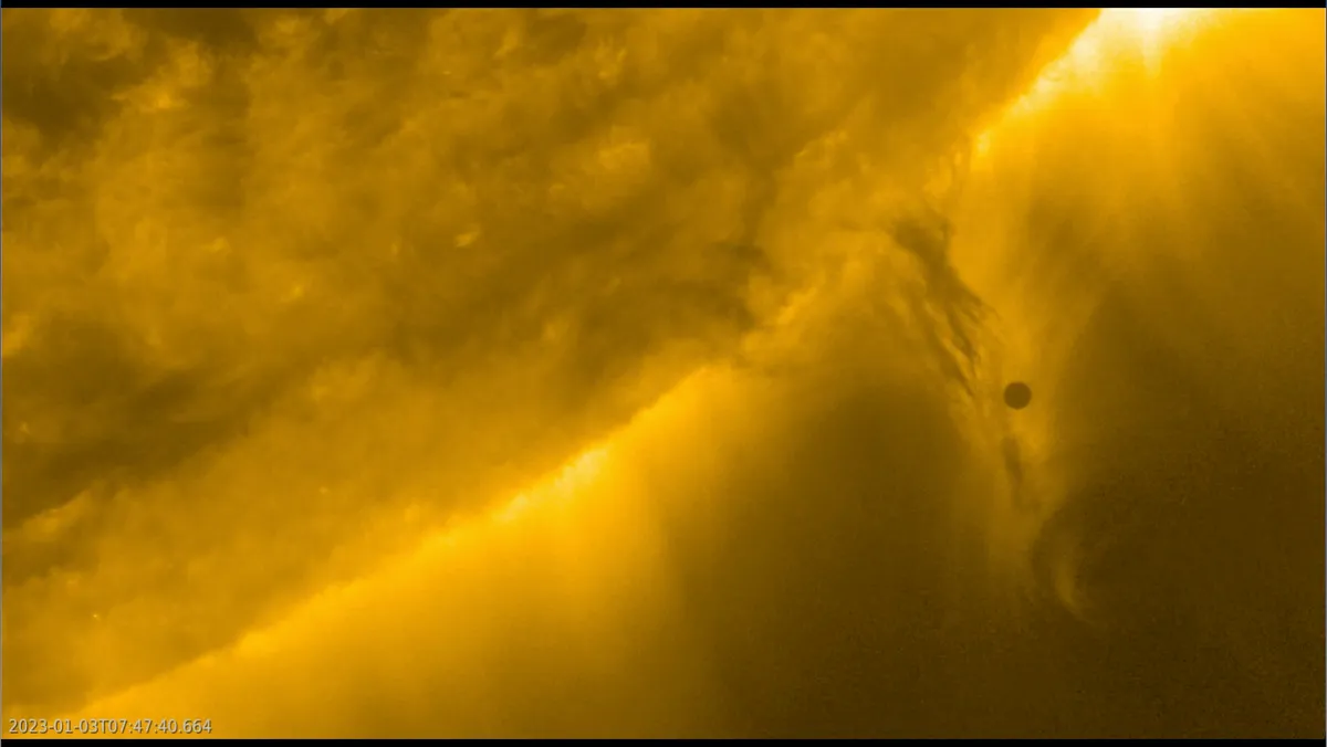 Mercury transit. ESA/NASA Solar Orbiter, 3 January 2023