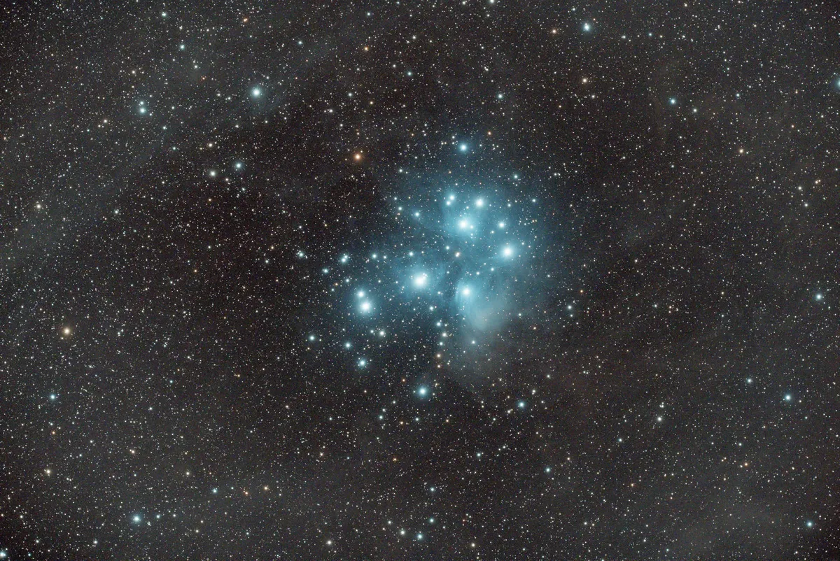 The Pleiades Mike Read, LOCATION, 24 January 2023 Equipment: ZWO ASI2600mc camera, William Optics RedCat 51 V2 Petzval refractor, Sky-Watcher EQ6-R mount