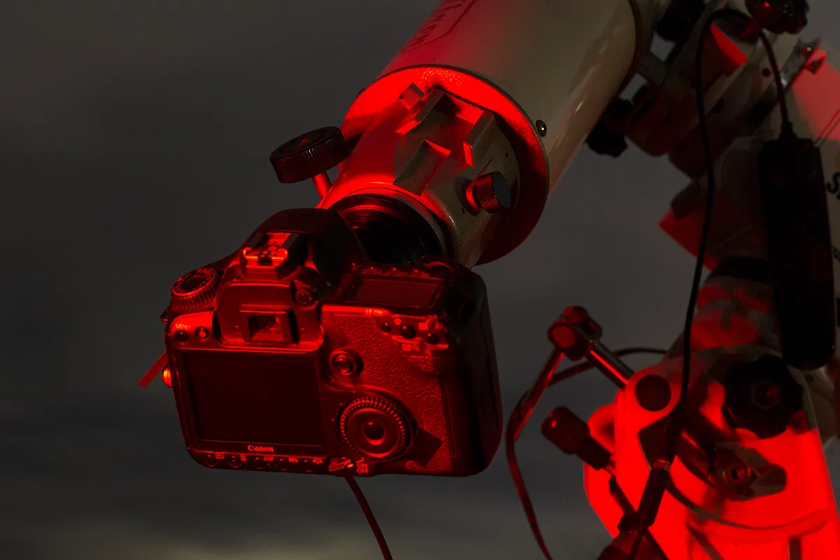 How to attach a DSLR to a telescope. Credit: Charlotte Daniels