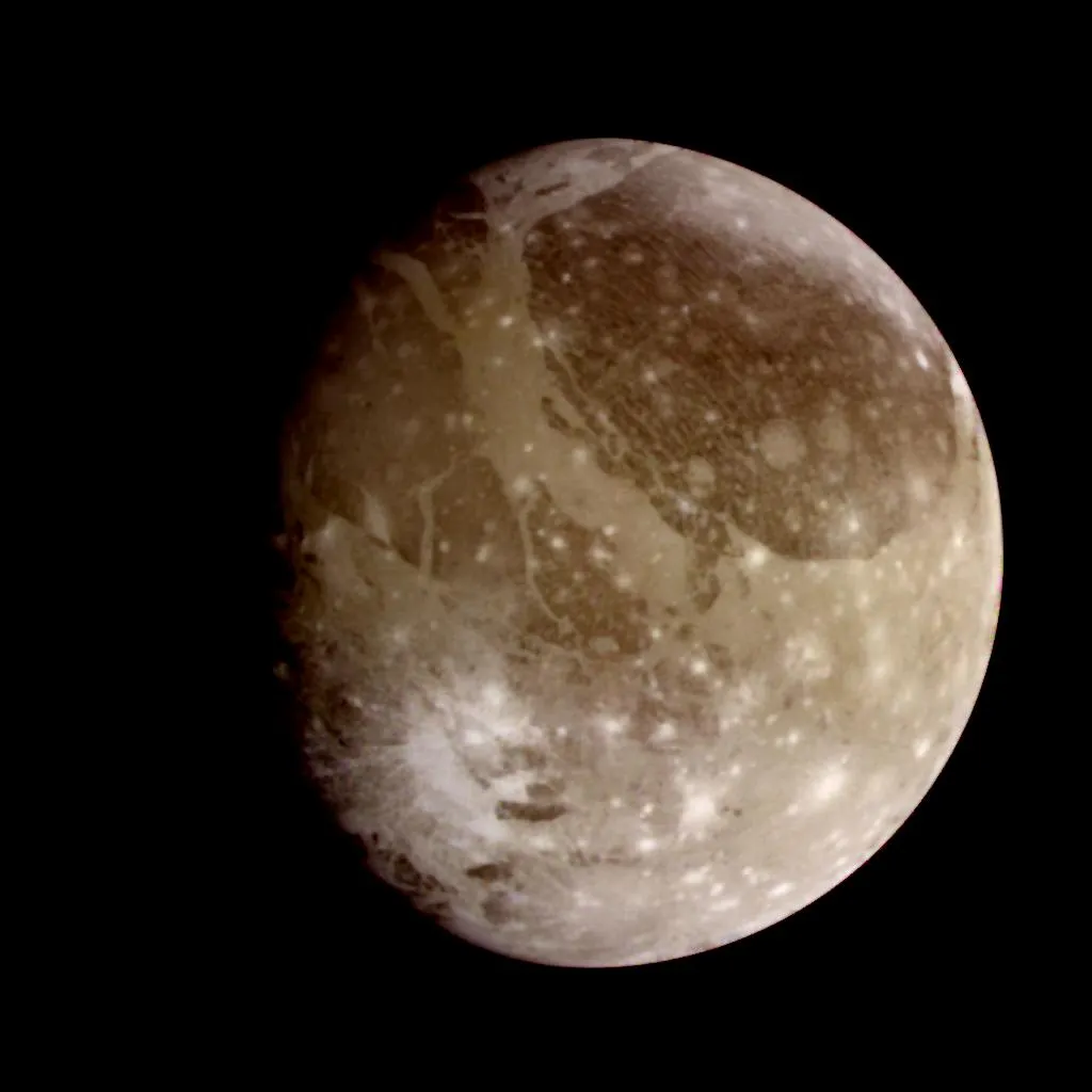 A view of Ganymede captured by NASA's Galileo probe. Jupiter's moon may have the largest subsurface ocean in the Solar System. Credit: NASA/JPL