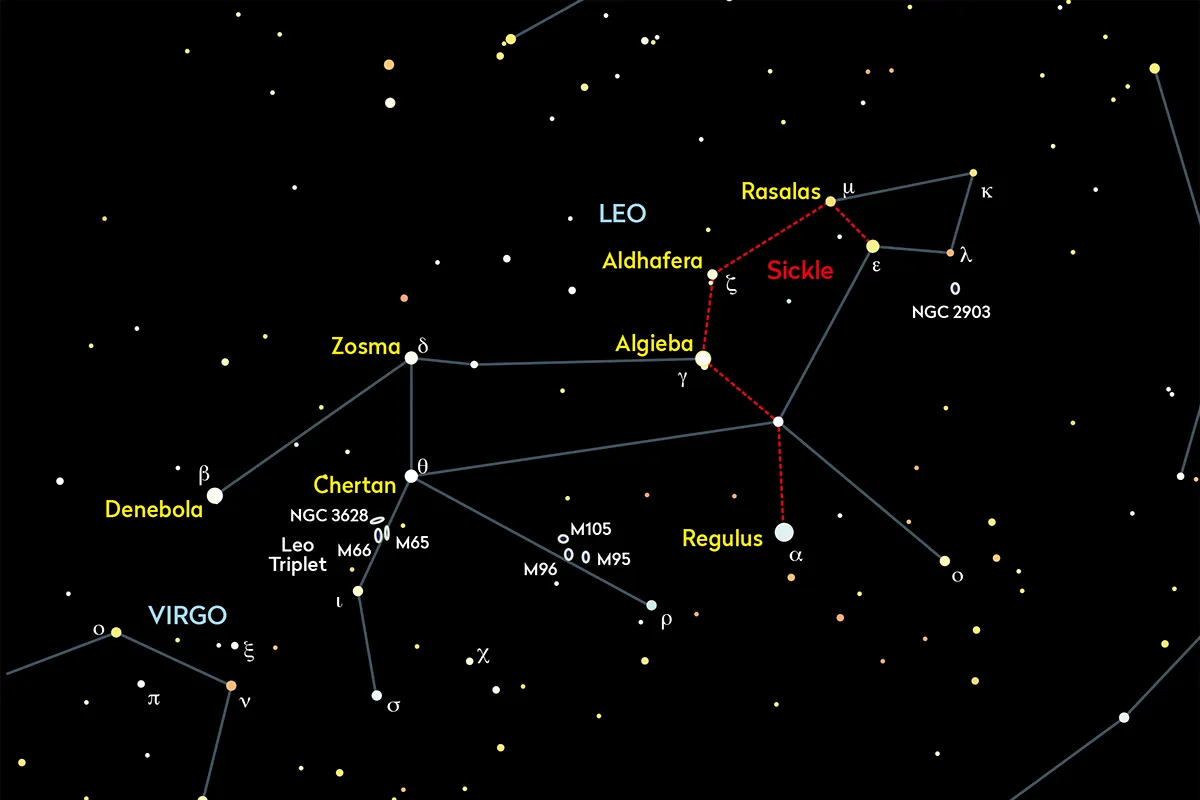 Want to spot a Leonid meteor tonight? Locate the Sickle star pattern in the Leo constellation. credit: Pete Lawrence