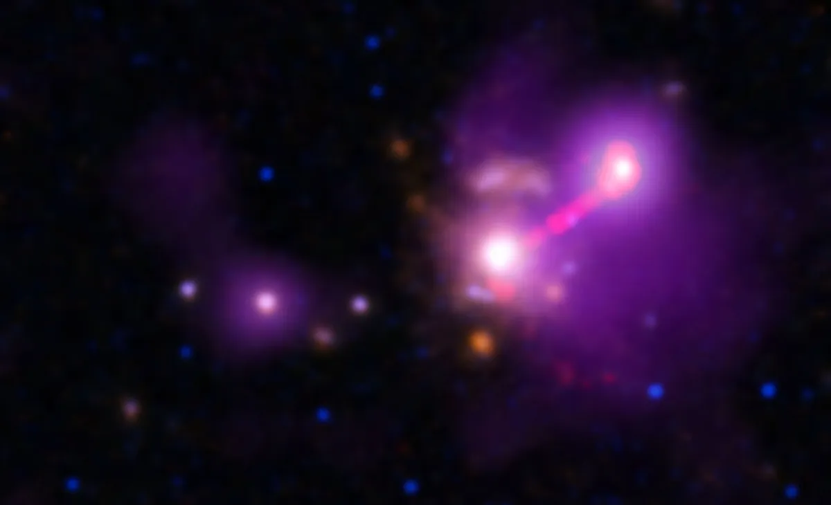 Galaxy 3C 297 Chandra X-Ray Observatory/International Gemini Observatory, 8 March 2023 Credit: X-ray: NASA/CXC/Univ. of Torino/V. Missaglia et al.; Optical: NASA/ESA/STScI & International Gemini Observatory/NOIRLab/NSF/AURA; Infrared: NASA/ESA/STScI; Radio: NRAO/AUI/NSF 