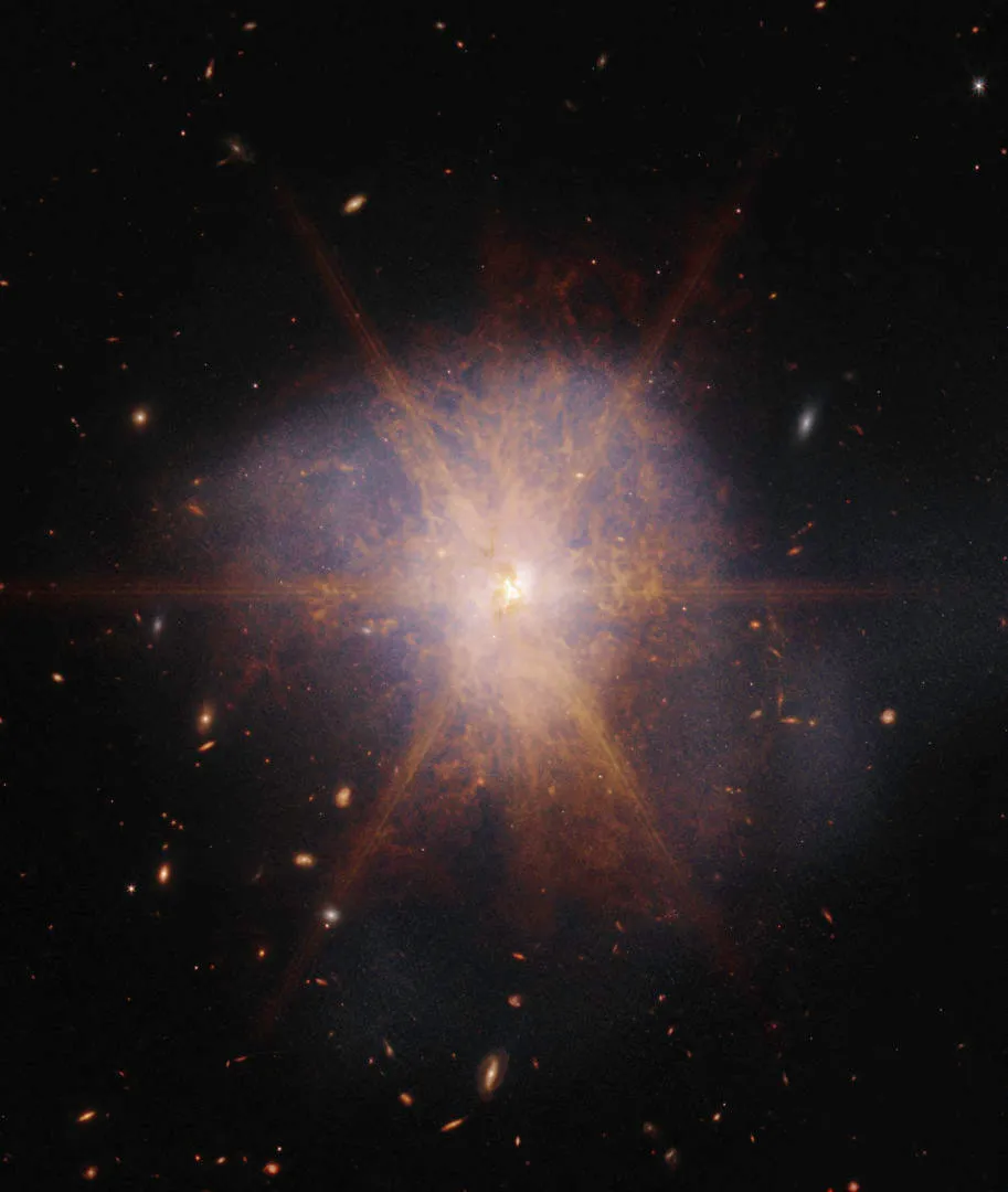 Galactic merger Arp 220 James Webb Space Telescope, 17 April 2023 Credit: NASA, ESA, CSA, STScI Image processing: Alyssa Pagan (STScI) 