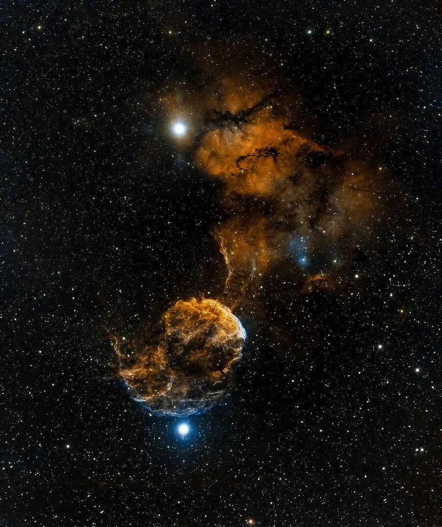 IC443, The Jellyfish Nebula Martin Bracken, Chelmsford, Essex, 31 January–5 February 2023 Equipment: ZWO ASI294MC Pro camera, William Optics Zenithstar 61 II refractor, Sky-Watcher HEQ5 Pro mount 