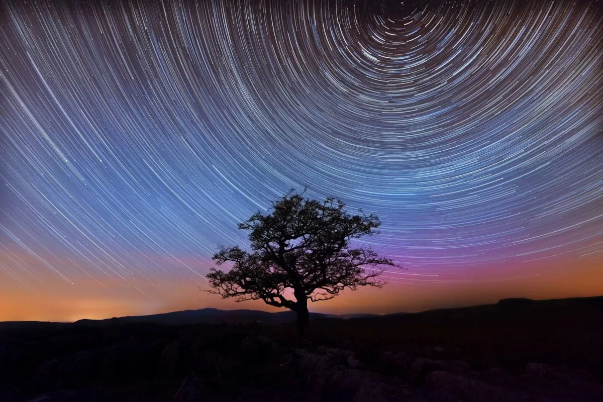 Star trails over the Yorkshire Dales. Credit: Alexander W Helin / Getty