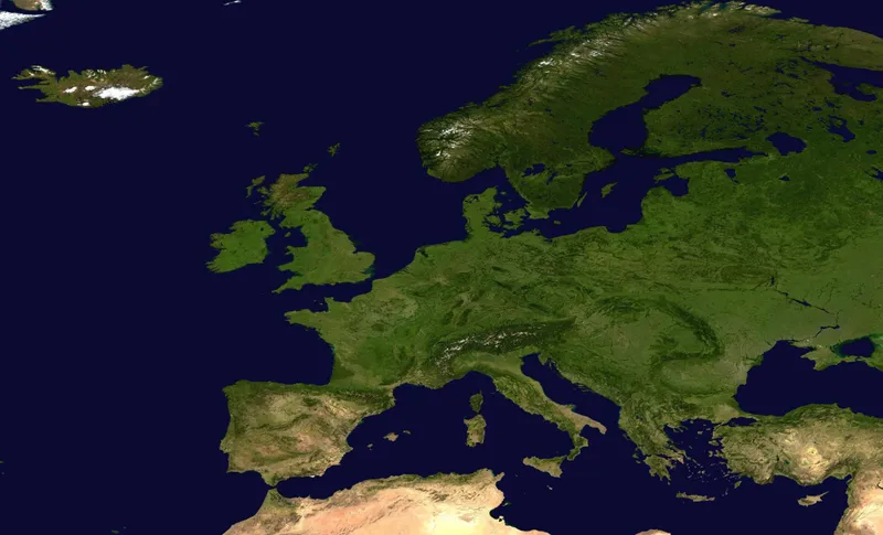 A satellite image showing Europe from space. Credit: NASA/Goddard Space Flight Center