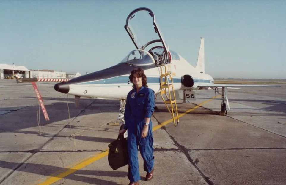 Sally Ride during astronaut training at Ellington Field Joint Reserve Base in Houston Texas, 14 October 1982. Photo by Space Frontiers/Archive Photos/Hulton Archive/Getty Images