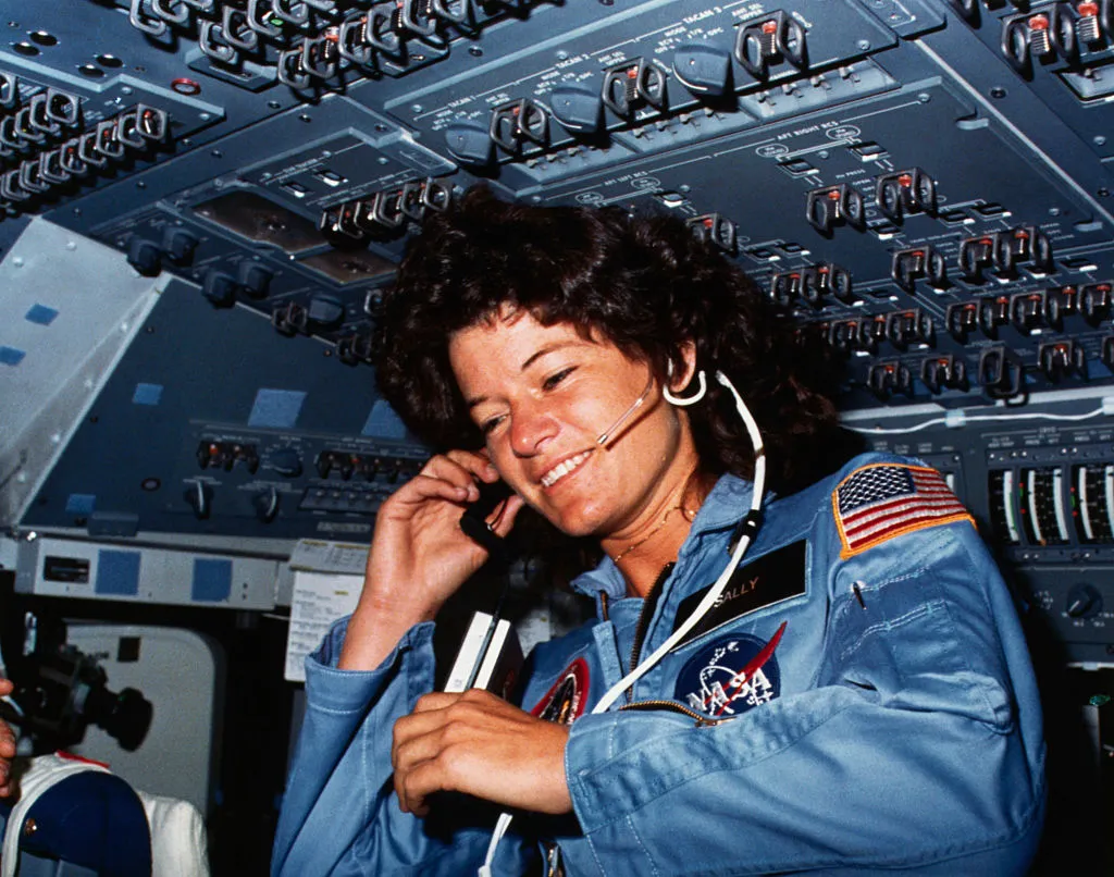 Astronaut Sally K. Ride, STS-7 mission specialist, talks with ground controllers from Space Shuttle Challenger. Credit: NASA