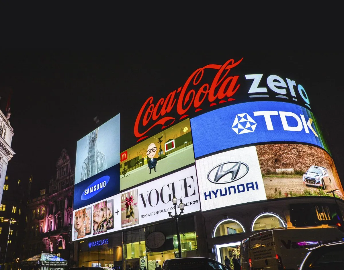 Piccadilly Circus billboards at night