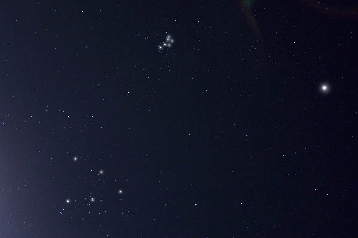 The Pleiades, the Hyades and Jupiter