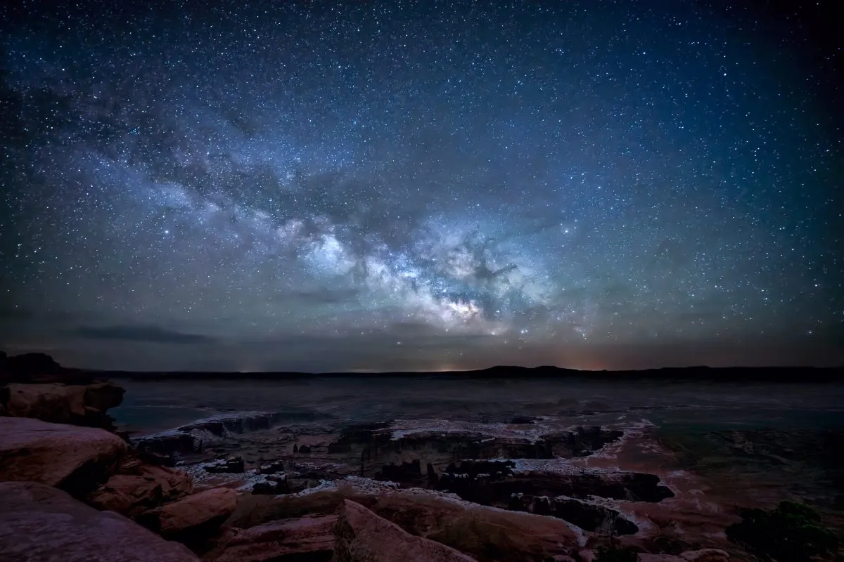 The Milky Way over Grand View Point Overlook, Canyonlands National Park, Utah. Credit: Diana Robinson Photography / Getty