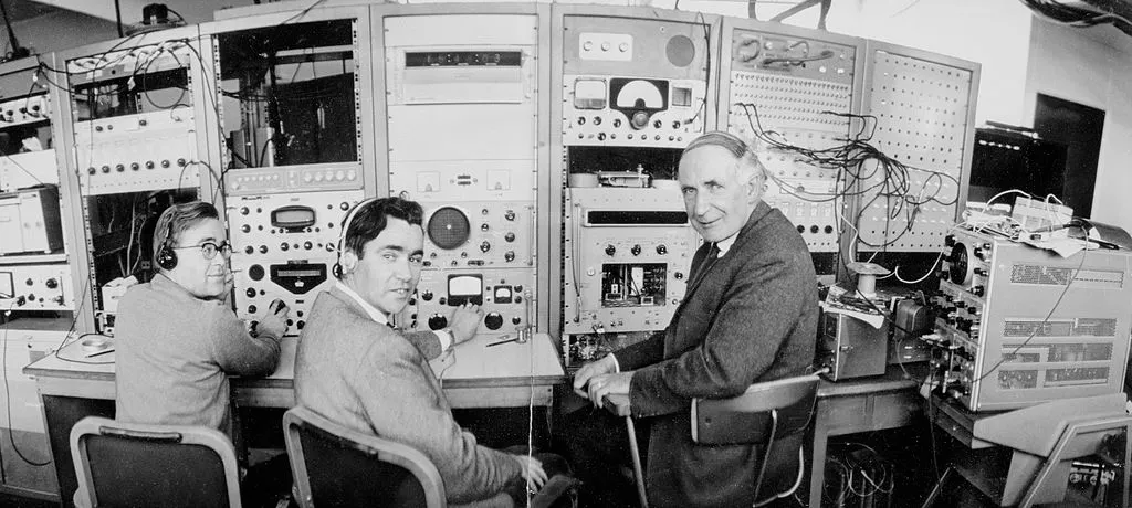 Bernard Lovell in operations room at Jodrell Bank, 18 October 1967, hoping to catch the first bleeps from the Russian Venera 4 spacecraft on the point of making contact with Venus. Photo by SSPL/Getty Images