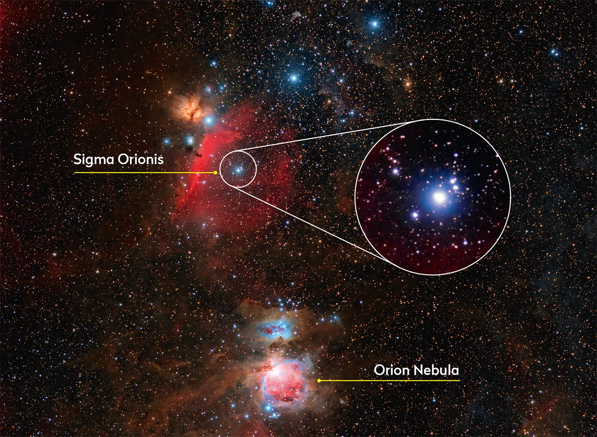 Of the 170 stars studied in Sigma Orionis, it was those twice the mass of our Sun that were missing their dusty discs. Credit: Christoph Kaltseis/ccdguide.com