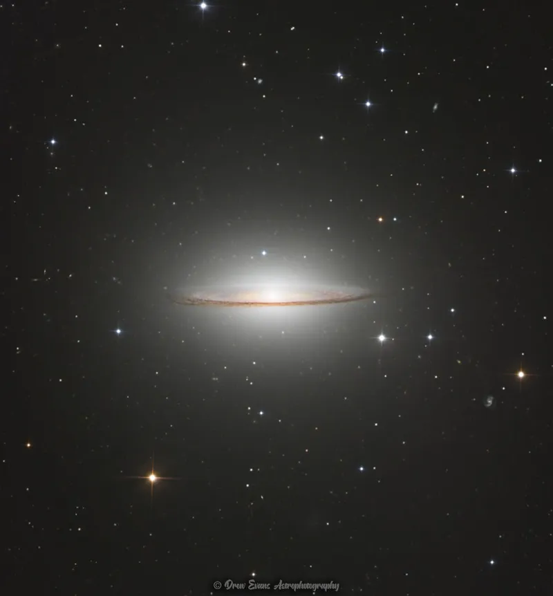 M104, the Sombrero Galaxy Drew Evans, Flagstaff, Arizona, USA, 15-18 April 2023 Equipment: ZWO ASI2600MM Pro mono APS-C camera, Sharpstar SCA260 Aspherical Cassegrain Astrograph, iOptron CEM120 mount