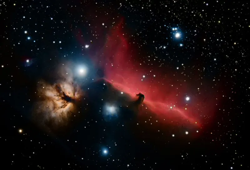 The Flame and Horsehead Nebulae John Short, Whitbread, Tyne and Wear, 14-21 January 2023 Equipment: Vaonis Vespera integrated camera, telescope and mount