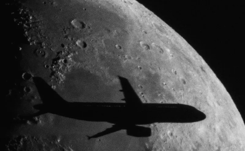 The Moon and plane John Brown, Leicester, 25 June 2023 Equipment: ZWO ASI290MC colour CMOS camera, Sky-Watcher SkyMax-127T Maksutov, Sky-Watcher AZ-GTi mount
