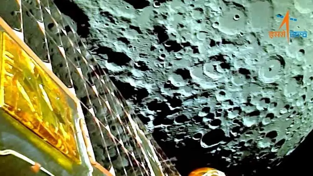 A view of the Moon captured by the Chandrayaan-3 spacecraft. Credit: ISRO