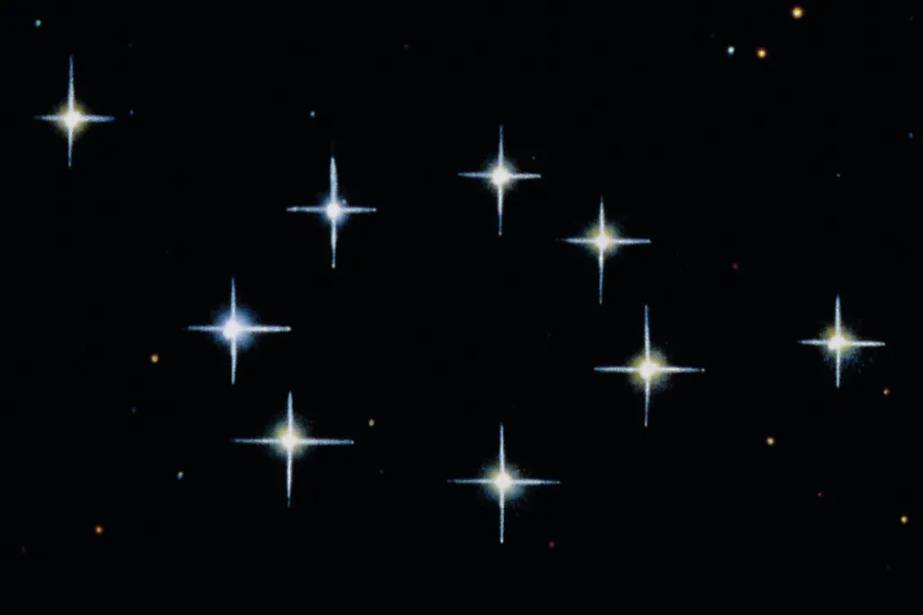 The Circlet asterism. Credit: John Sanford, David Parker / Science Photo Library.