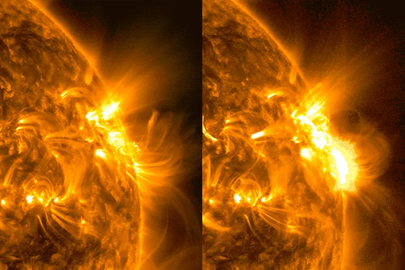 The eruption of a solar flare on 7 August 2023, as seen by NASA's Solar Dynamics Observatory. Credit: NASA/SDO